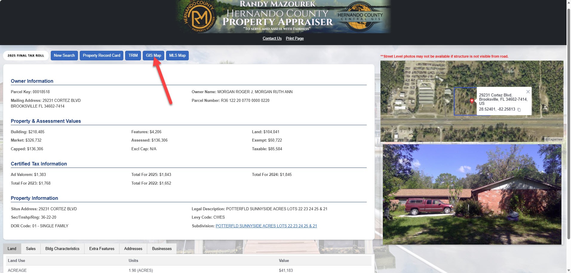 Where to find Property dimensions
